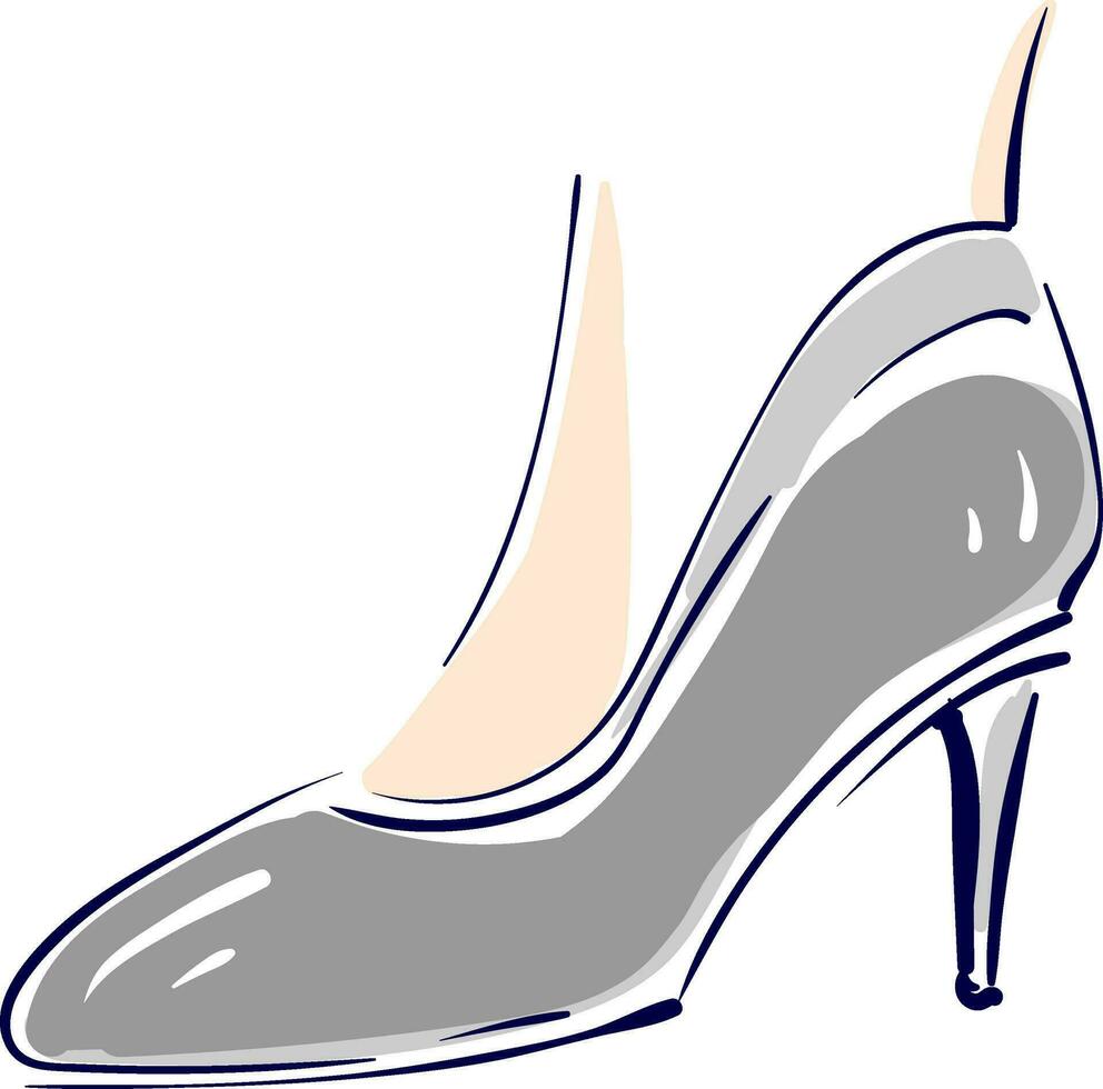 Gray women shoes on high heel  illustration  color  vector on white background