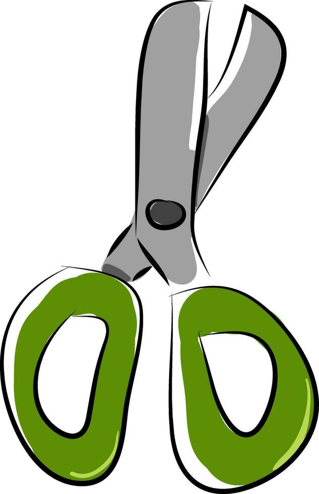 Simple cartoon green scissors vectro illustration on white background vector
