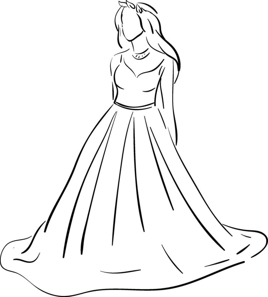Sketch of a wedding dress  illustration  color  vector on white background