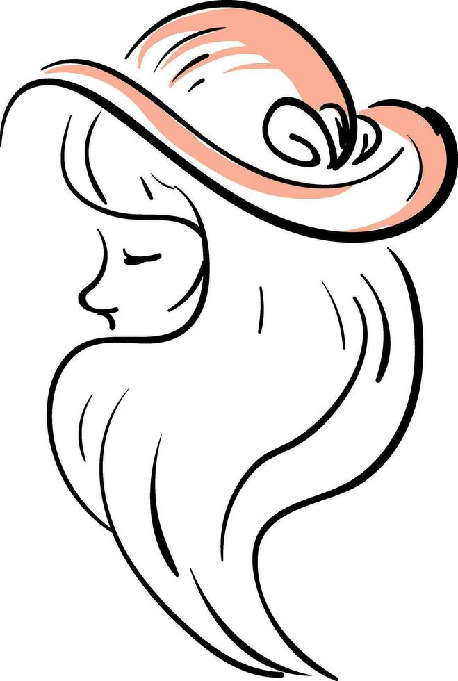bosquejo de un mujer vistiendo sombrero ilustración básico rgb vector en blanco antecedentes