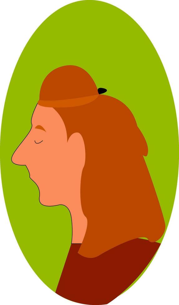 Red haired woman profile with closed eyes illustration print vector on white background