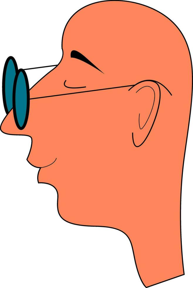 Cartoon bald man with glasses vector illustration on white background