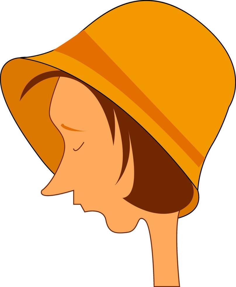 perfil de un mujer vistiendo amarillo sombrero impresión vector en blanco antecedentes