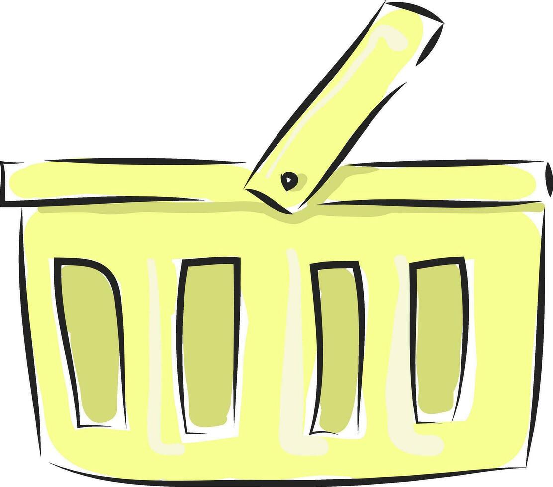 Cartoon yellow basket vector illustration on white background