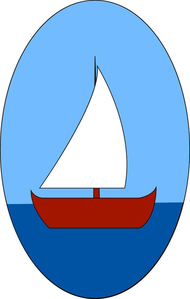 Red boat on the sea vector illustration on white background