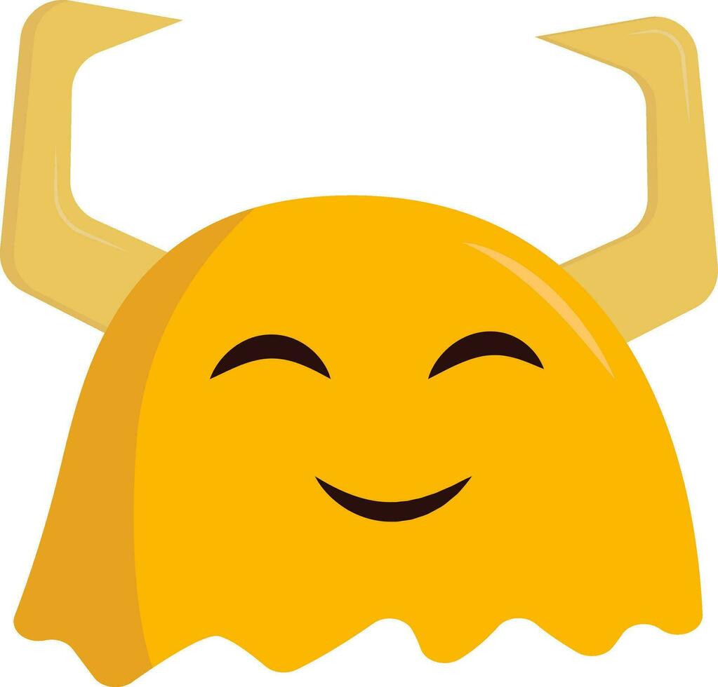 Smiling yellow monster with horns print vector on white background