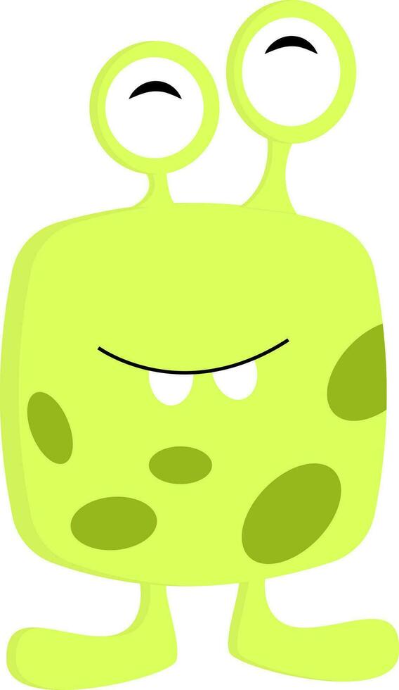 Yellow and green 2 eyed monster illustration print vector on white background