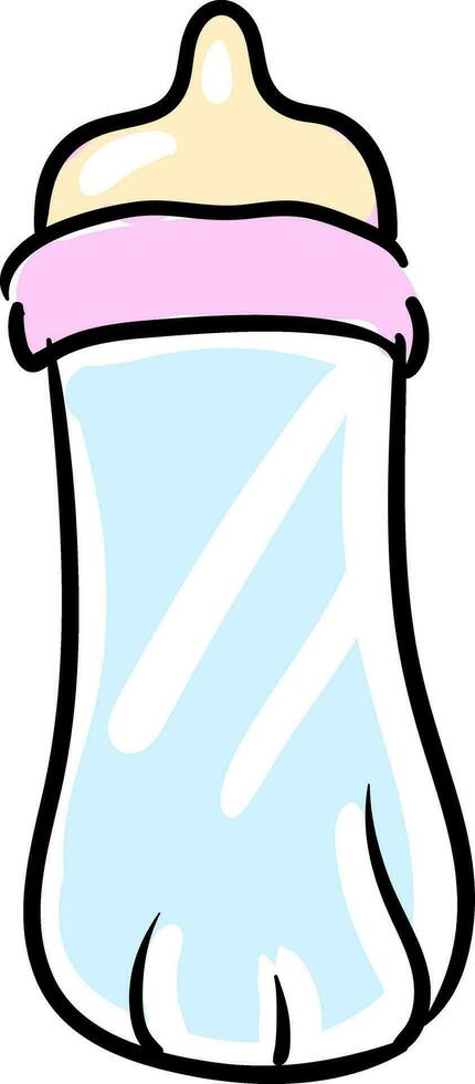 sencillo bebé botella con Leche vector ilustración en blanco antecedentes