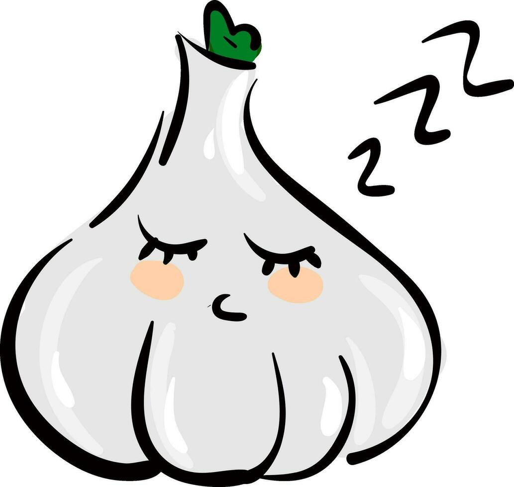 Cartoon of a sleeping garlic vector illustration on white background