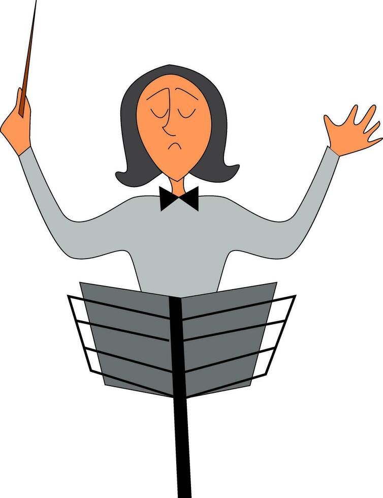 Portrait of an orchestra conductor vector illustration on white background