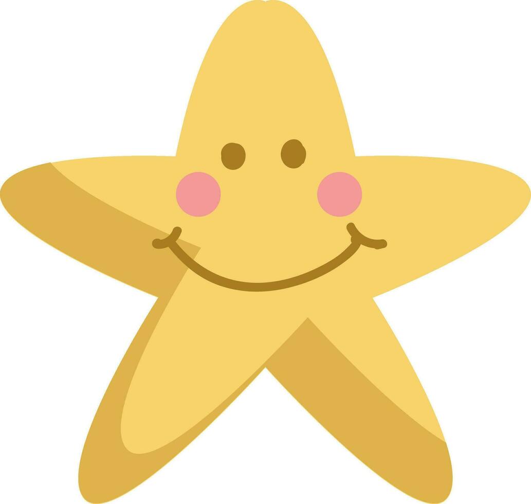 Cute smiling yellow star vector illustration on white background