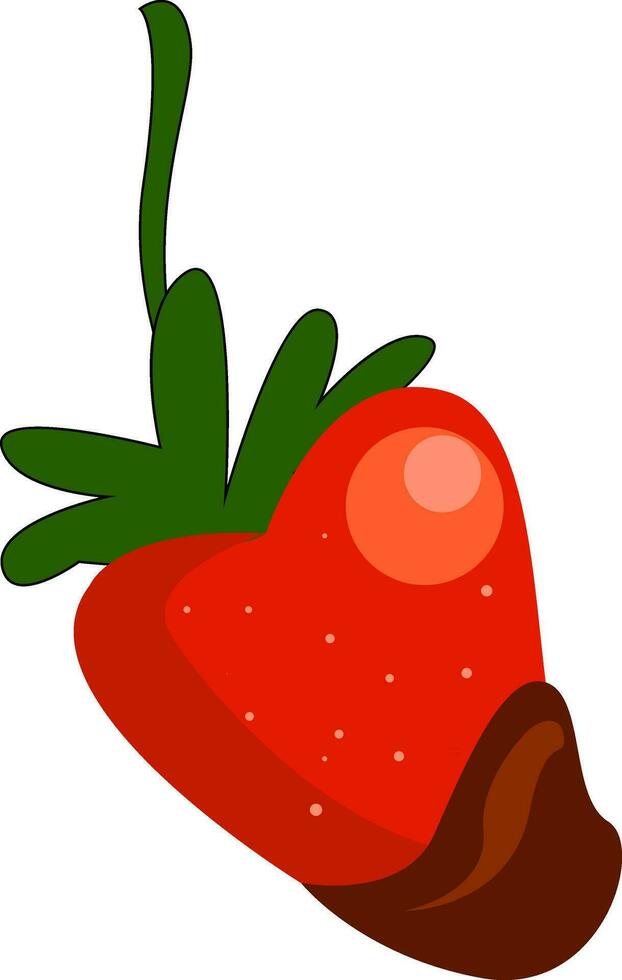 sencillo dibujos animados de un rojo fresa sumergido en chocolate vector ilustración en blanco antecedentes