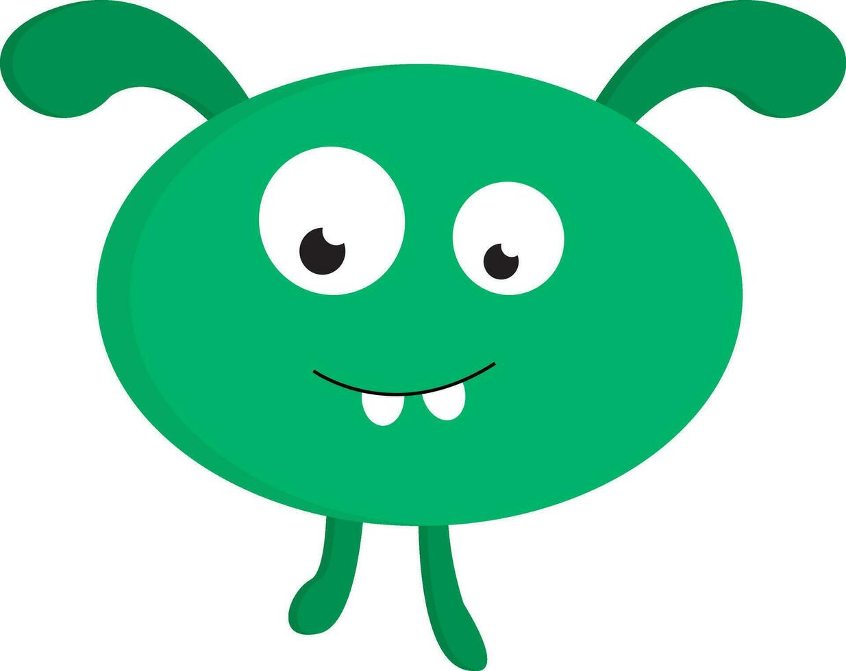 Green rabbit monster vector illusttration on white background