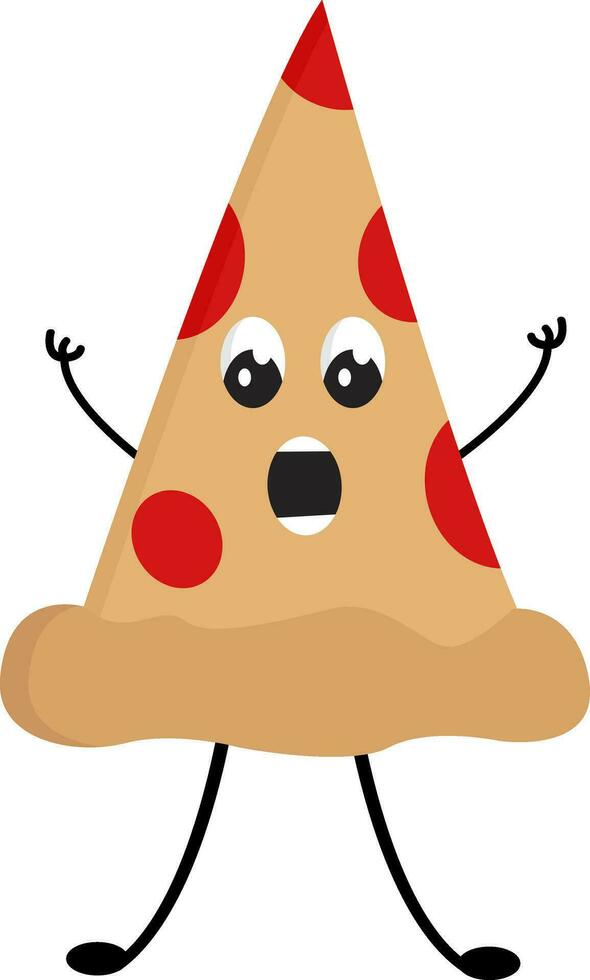 Surprised pizza slice vector illustration on white background