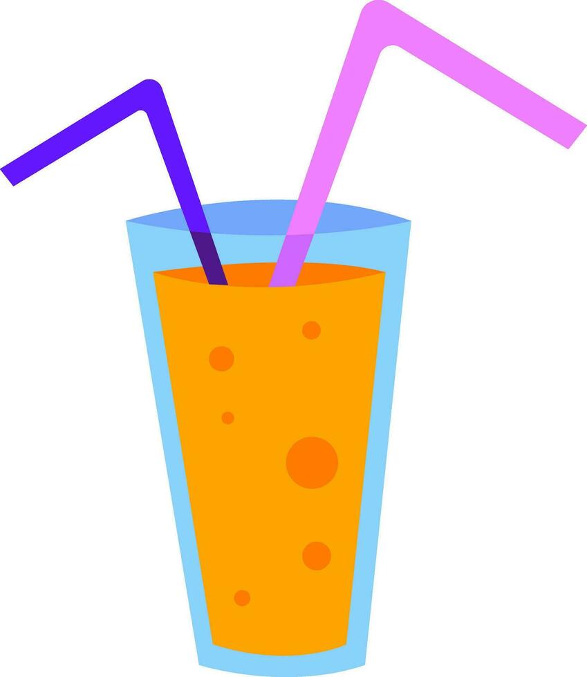 vaso de naranja jugo y dos pajitas vector ilustración en blanco antecedentes