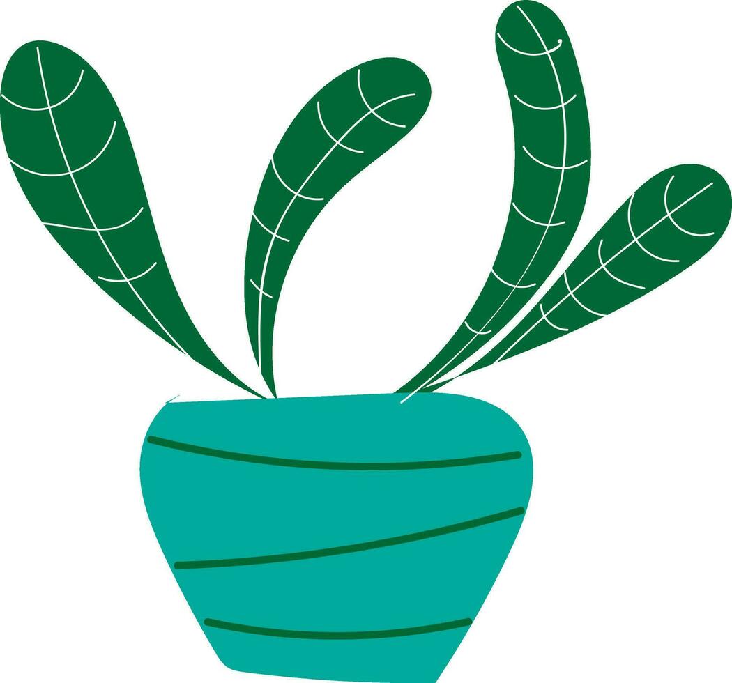 verde planta con blanco rayas en un turquesa maceta con verde rayas vector ilustración en un blanco antecedentes