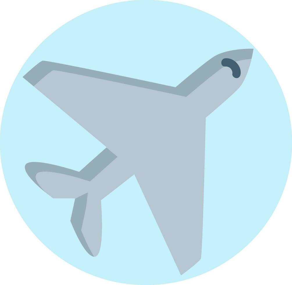 Grey airplane in light blue circle vector illustration on white background