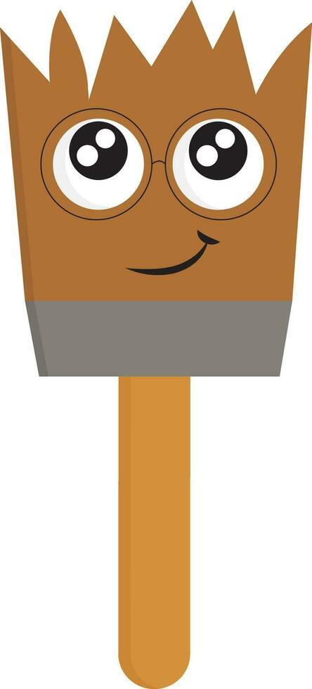 Paint brush with big eyes and round glasses vector illustration on a white background