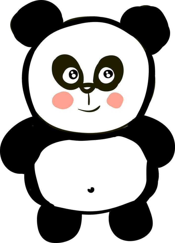 linda negro y blanco panda sonriente vector ilustración en blanco antecedentes