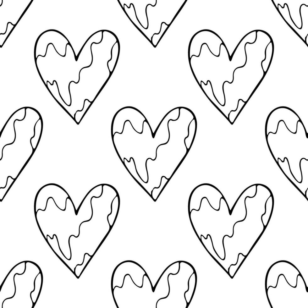 Seamless pattern with hand drawn heart doodle for decorative print, wrapping paper, greeting cards and fabric vector