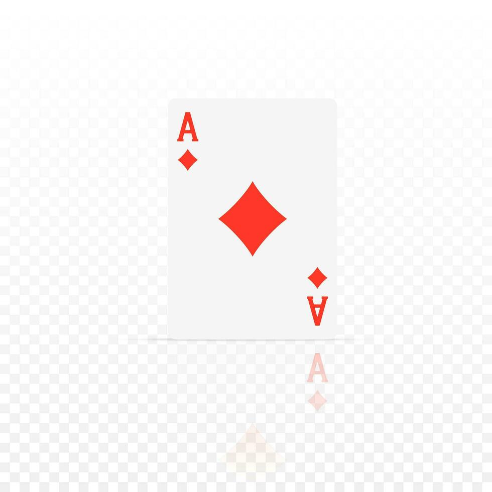 pandereta as. as diseño cazino juego elemento con reflexión. póker o veintiuna realista tarjeta. vector ilustración