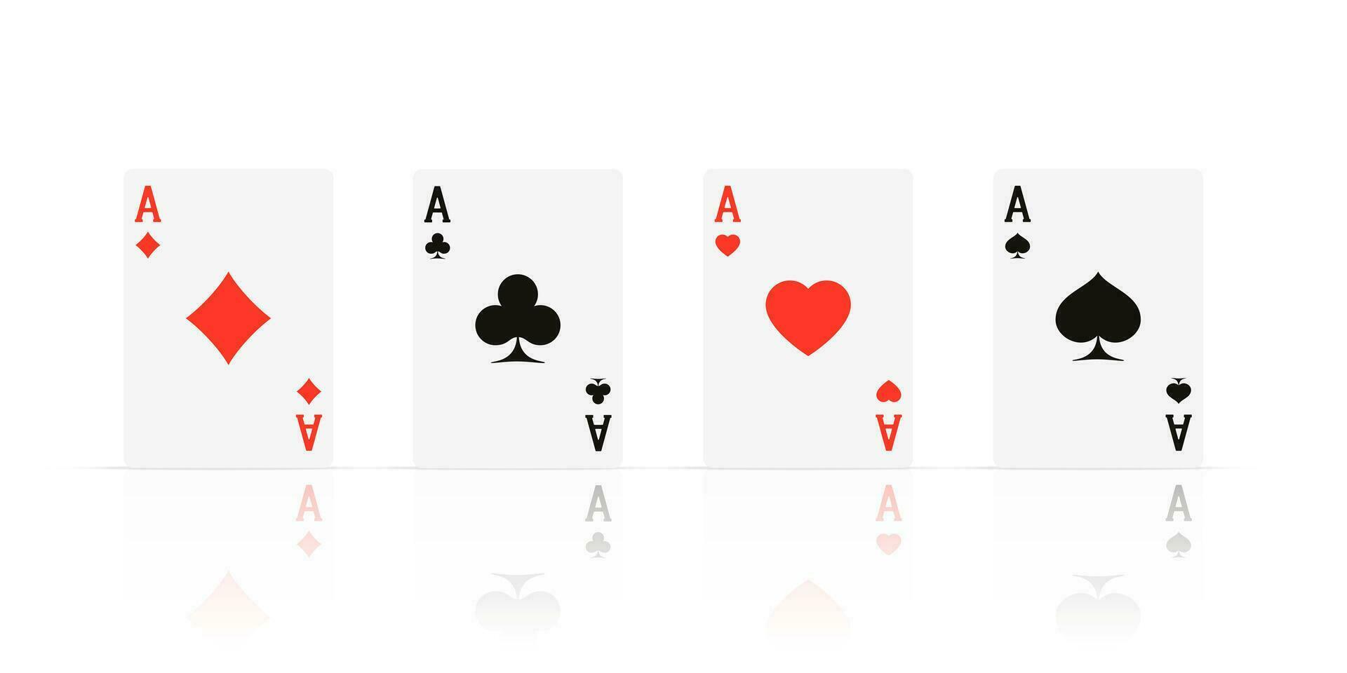Quads. Ace design cazino game element with transparent reflection. Poker or blackjack realistic card. Vector illustration