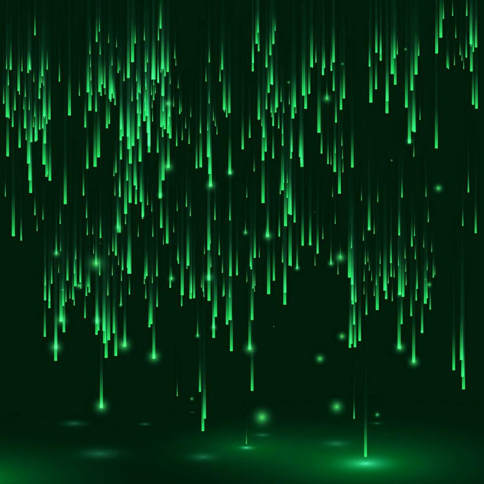 Green color background in a matrix style. Data stream. Falling random data block. Cyberspace or virtual reality visualisation. Vector illustration