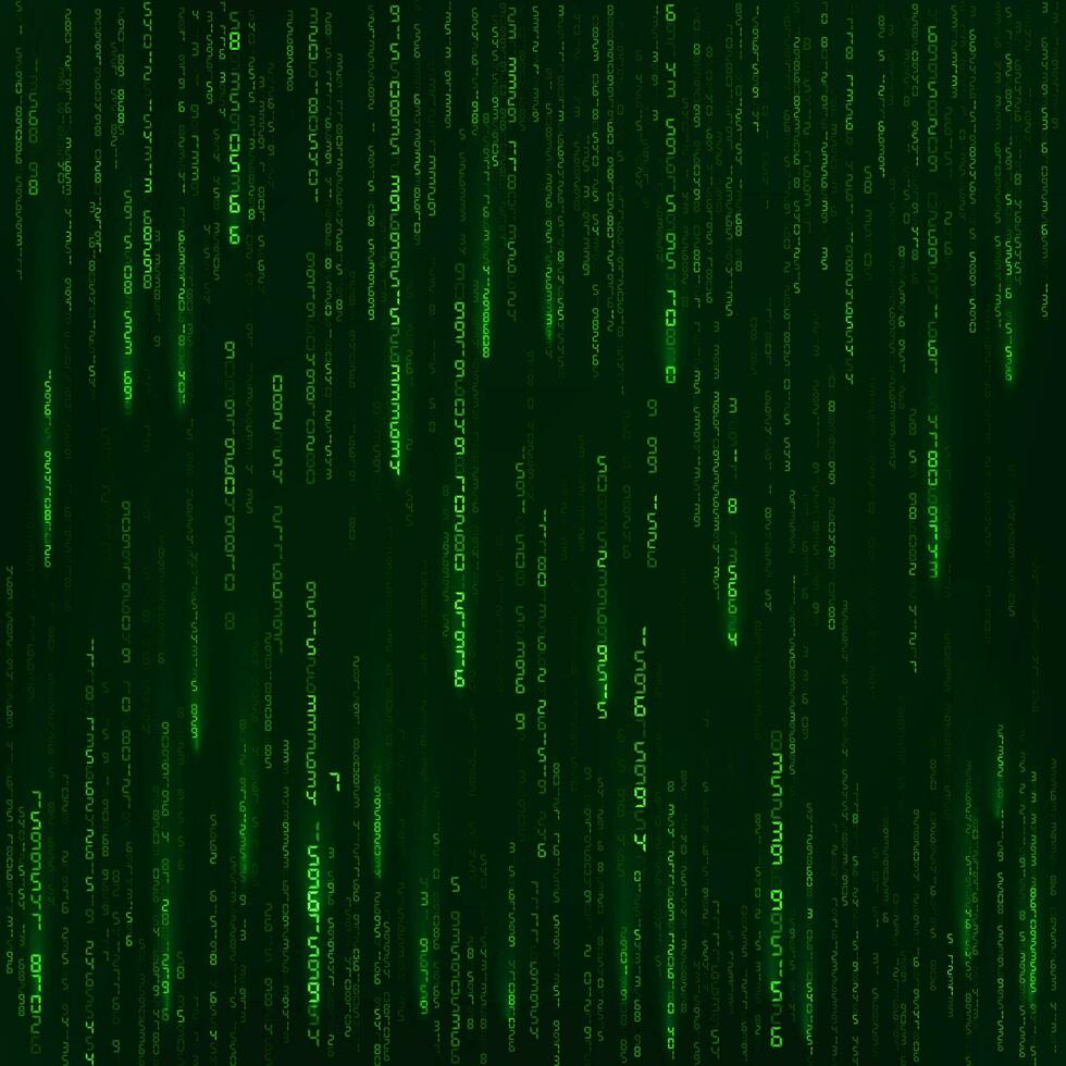 Background in a matrix style. Green random numbers. Sci fi or futuristic backdrop. Encoded data. Vector illustration