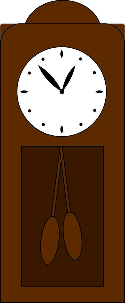 Dark brown antique wall clock  vector illustration on white background