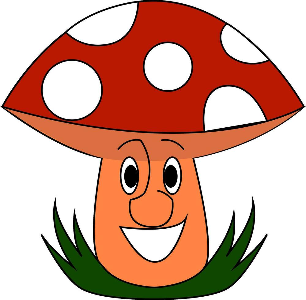 Smiling red mushroom vector illustration on white background