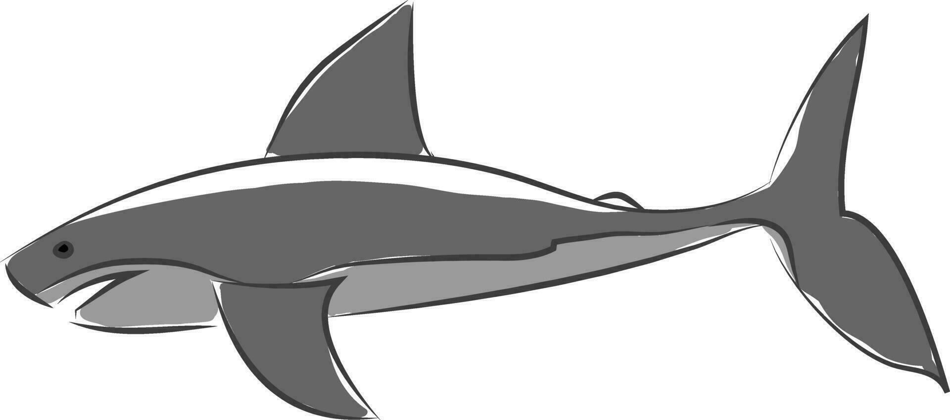 sencillo dibujos animados de un gris tiburón vector ilustración en blanco antecedentes