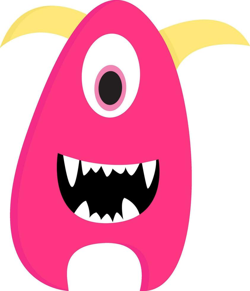 linda sonriente rosado tuerto monstruo con amarillo cuernos vector ilustración en blanco antecedentes