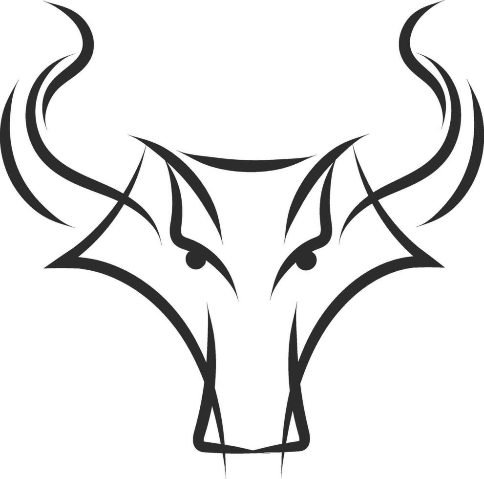 Simple black and white tattoo sketch of taurus horoscope sign  vector illustration
