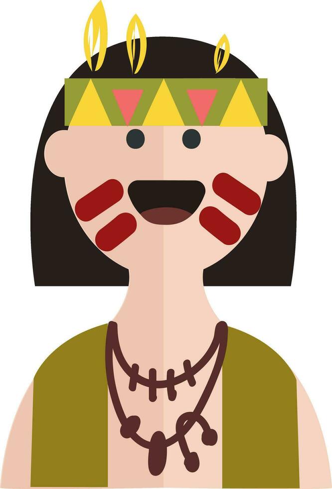 Native american indian  in traditional outfit   vector illustration on white background