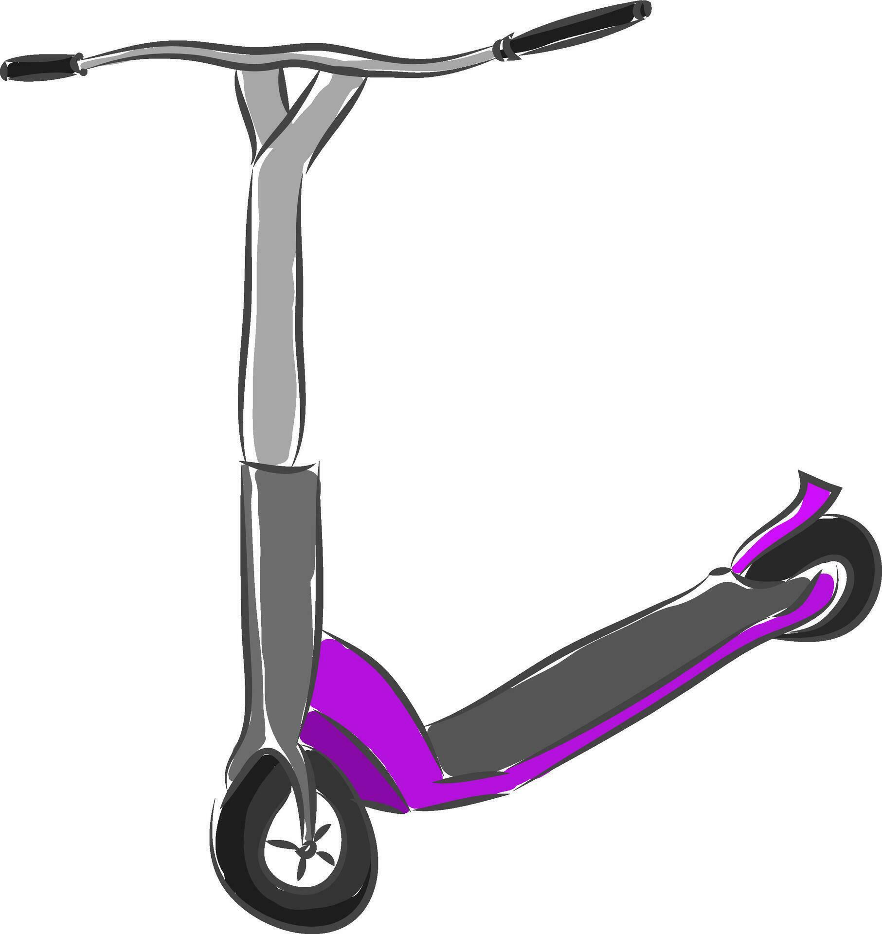 Grey and purple scooter vector illustration on white background