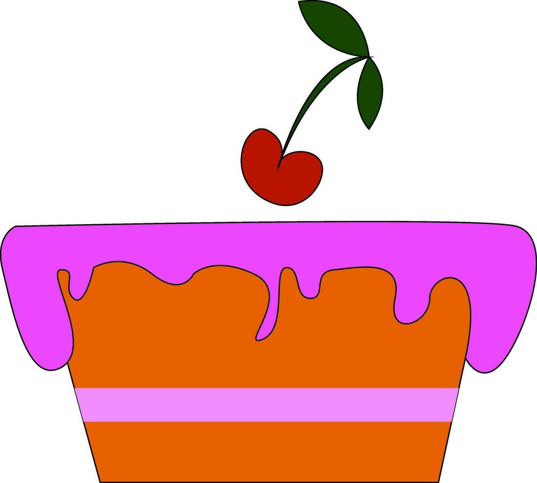 naranja y púrpura pastel con un Cereza en parte superior sencillo vector ilustración de un azul coche con rojo ventanas en ¿Qué? antecedentes