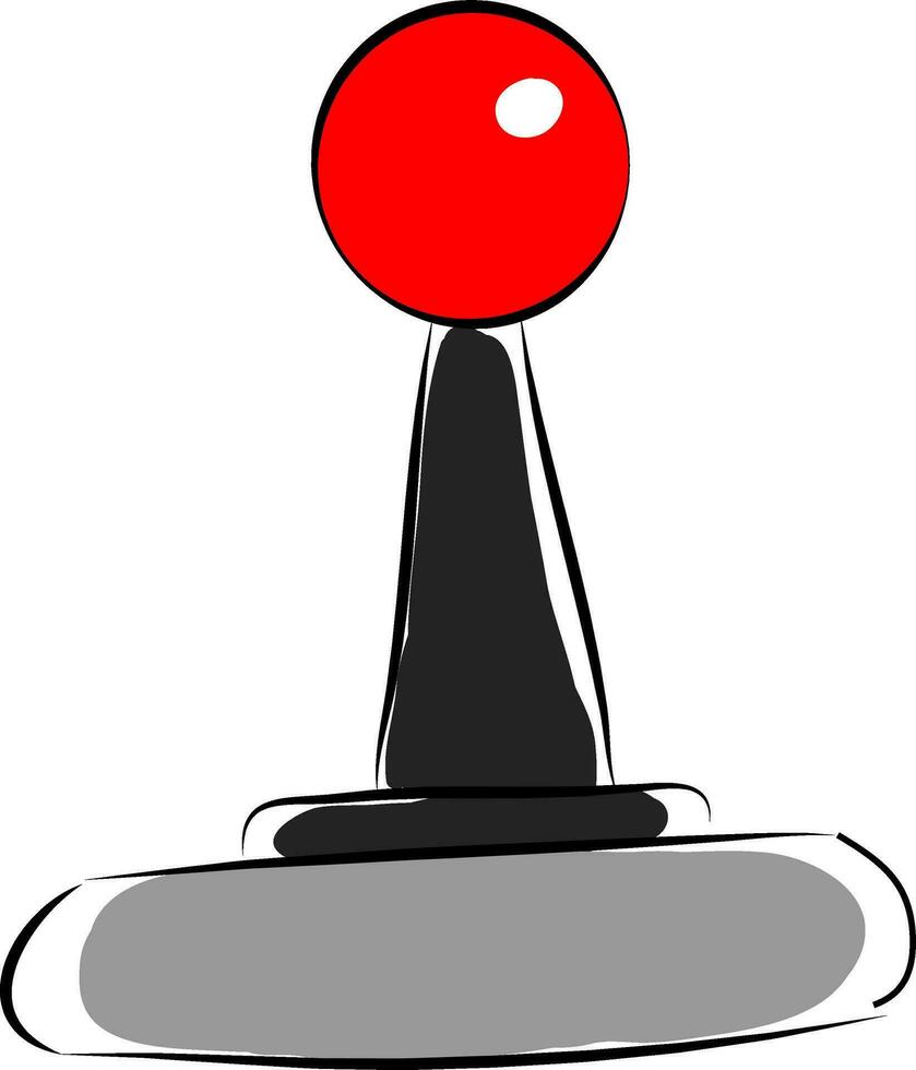 Black and grey joystick with red knob   vector illustration on white background