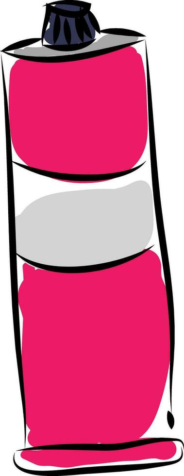 Pink paint tube with white label vector illustration on white background