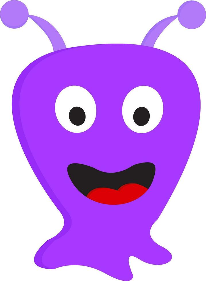 Happy purple blob monster  vector illustration on white background