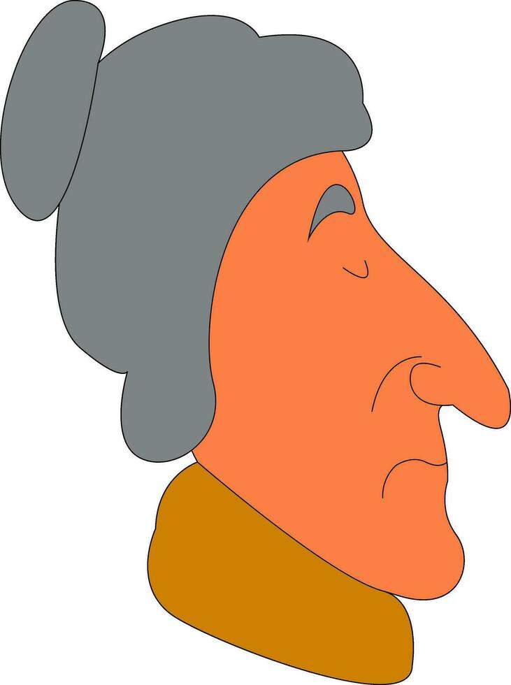 Side view of an old lady with yellow scarf vector illustration on white background