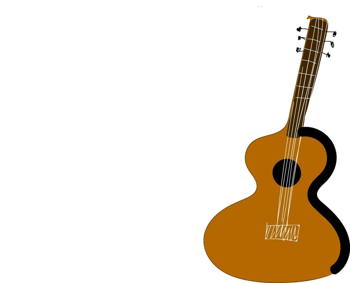 Simple vector illustration of a light brown acoustic guitar  white background