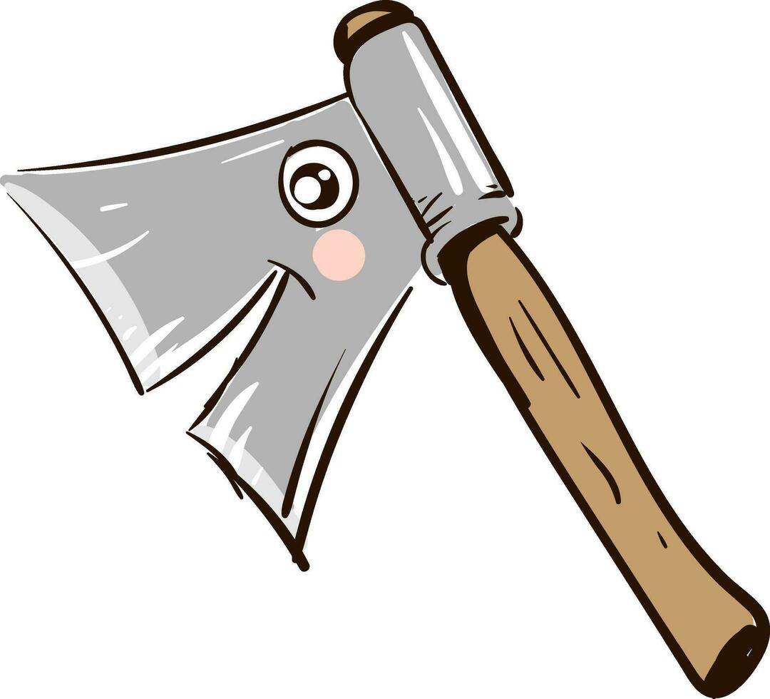 Smiling wooden ax  vector illustration on white background