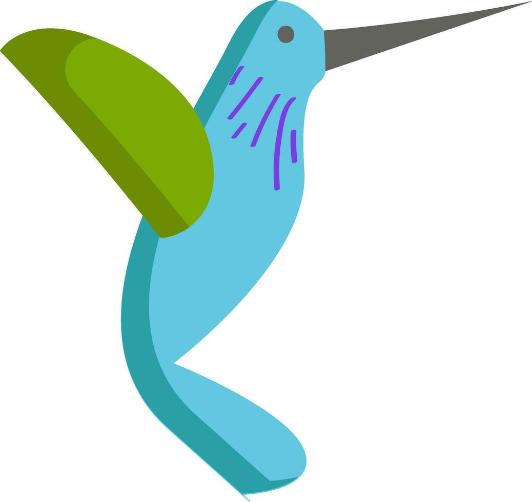 Vector illustration of a blue and green hummingbird on white background