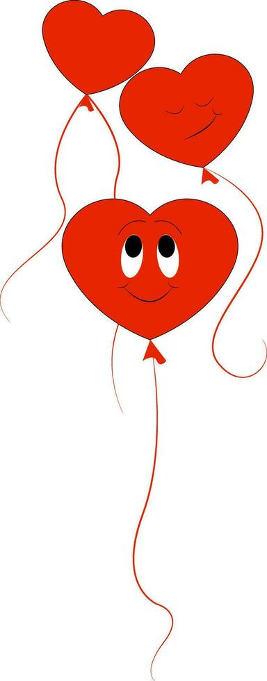 Smiling red ballons  vector illustraton on white background