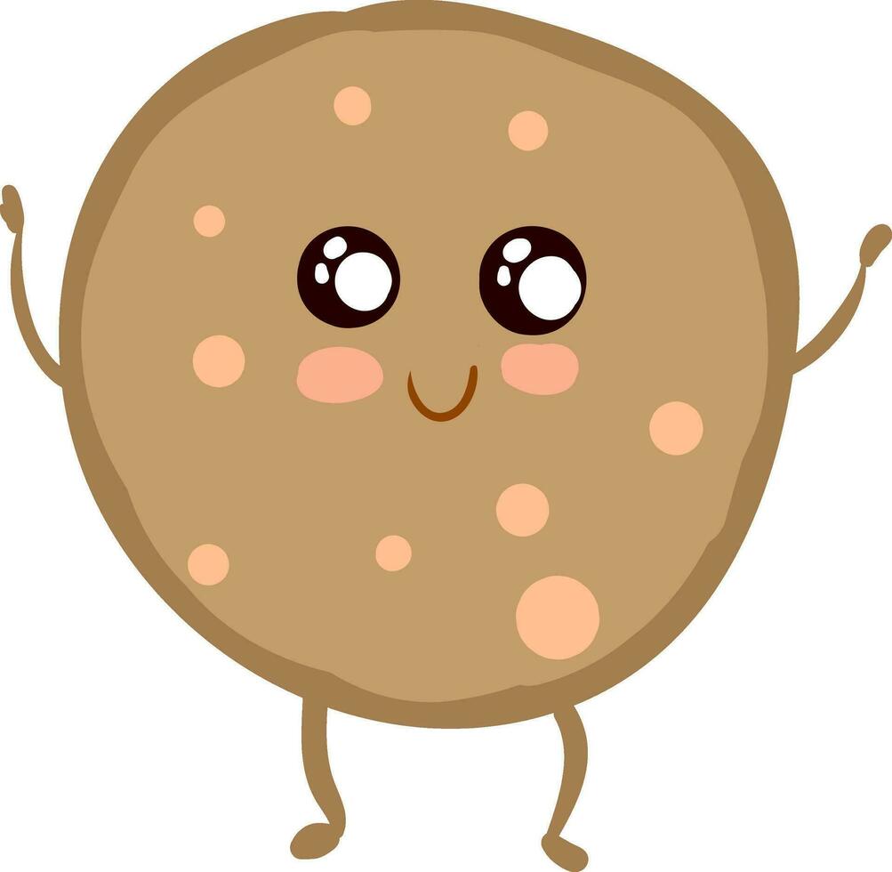 Happy sausage slice with pink dots  vector illustration on white background