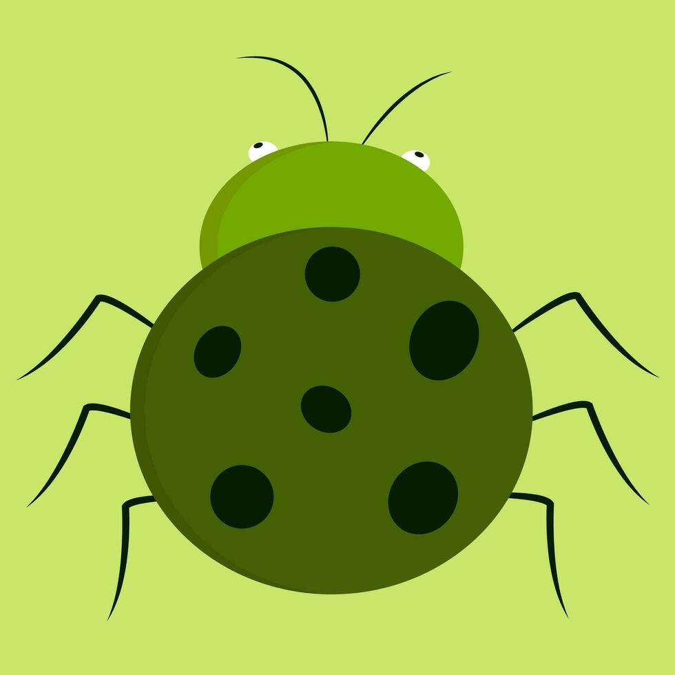 Cartoon of a green bug with black dots  vector illustration on white background