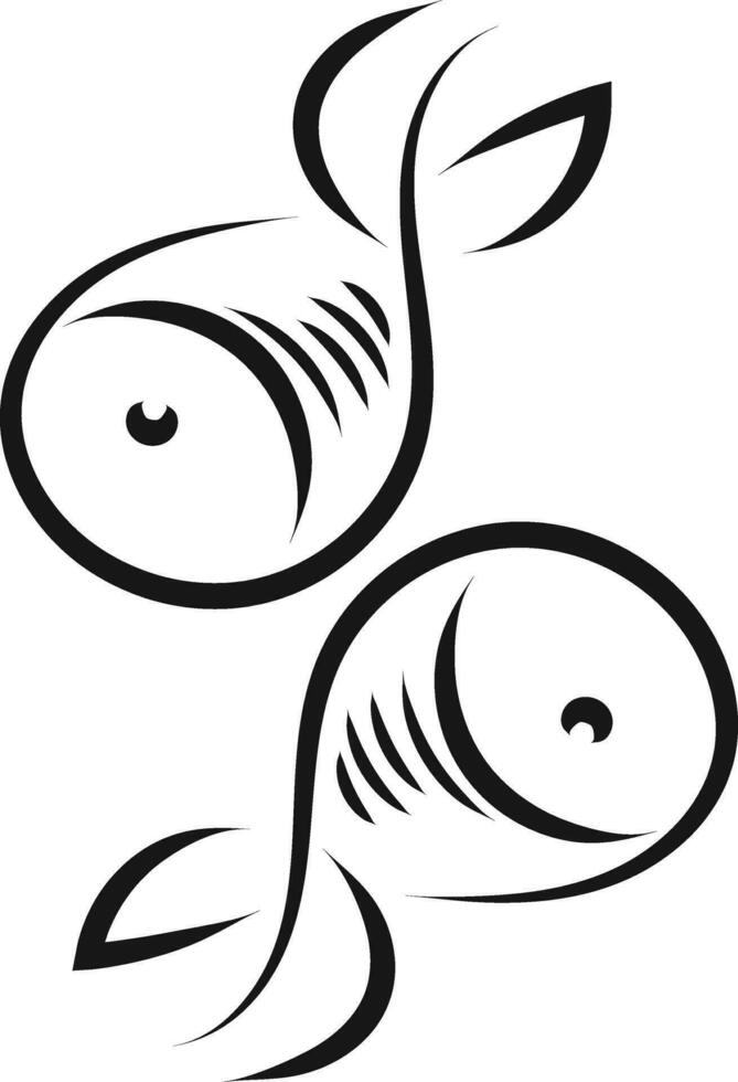 Simple black and white tattoo sketch of pisces horoscope sign  vector illustration
