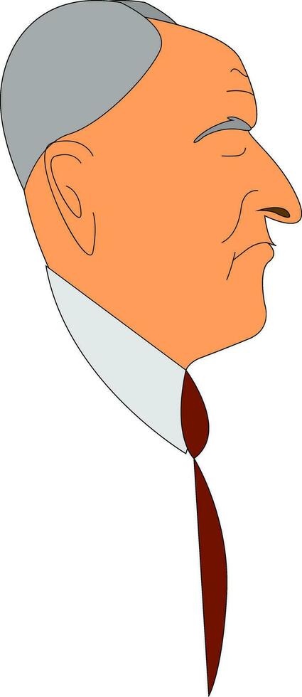 Side view of a old man vector illustration on white background