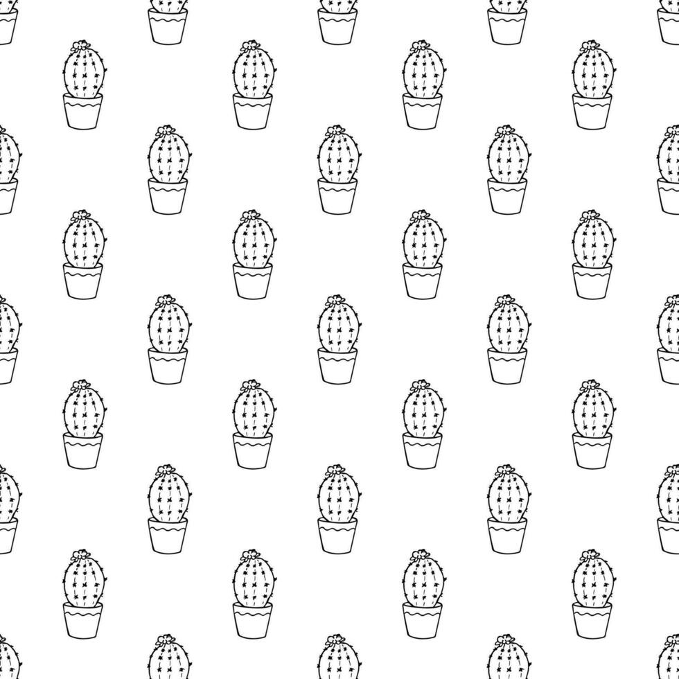 Seamless pattern with cactus doodle for decorative print, wrapping paper, greeting cards and fabric vector