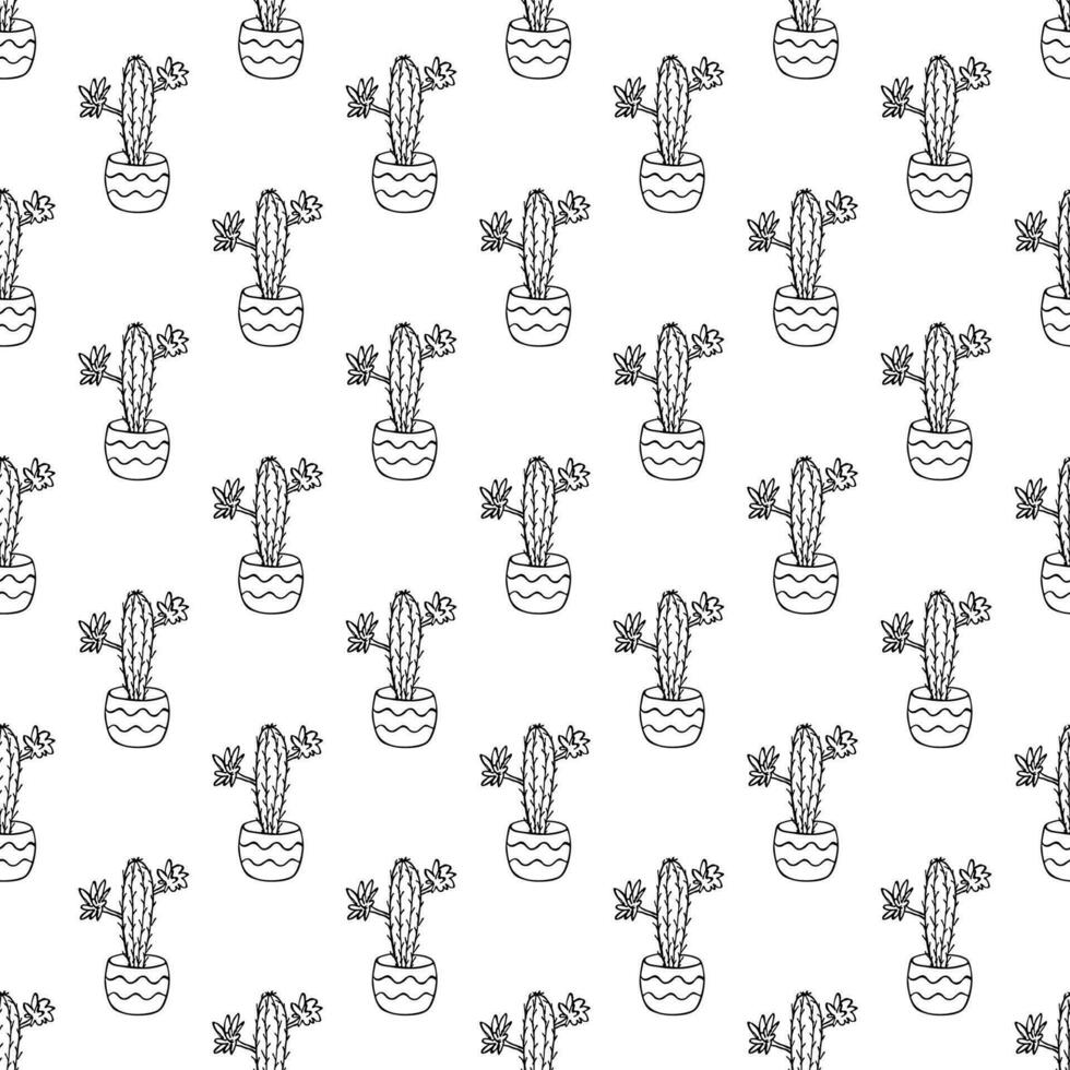 Seamless pattern with cactus doodle for decorative print, wrapping paper, greeting cards and fabric vector